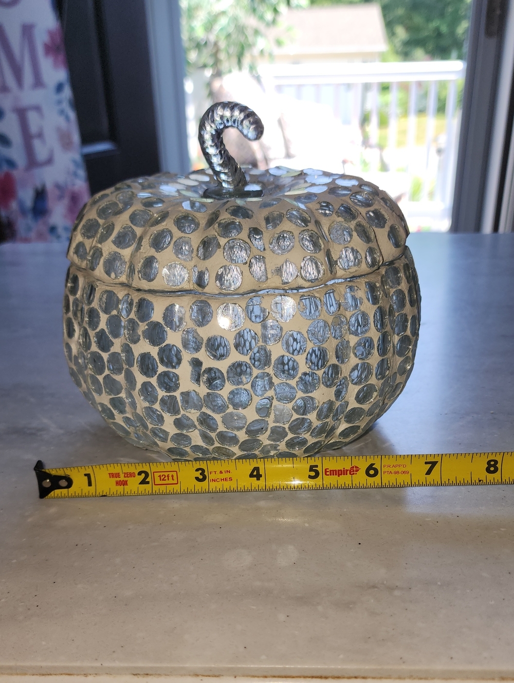 Pottery Barn Glass Decorative Metallic  Pumpkin Trinket Box - Home Accents